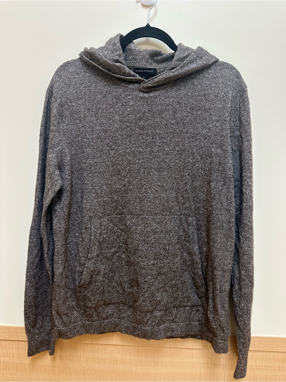 Banana Republic Men’s Heathered Brown Crewneck Hoodie Sweater Merino Wool Blend